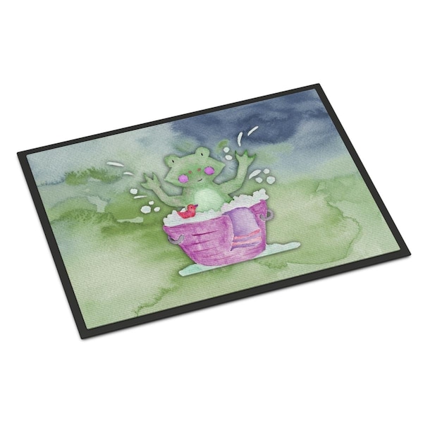 Carolines Treasures 24 x 36 in. Frog Bathing Watercolor Indoor or Outdoor Mat BB7343JMAT - main